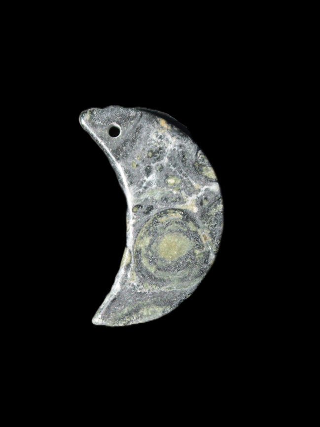 Kambaba Jasper Stromatolite fossil half-moon pendant 25*40mm 5.6-7.9g Rocks and Things Store