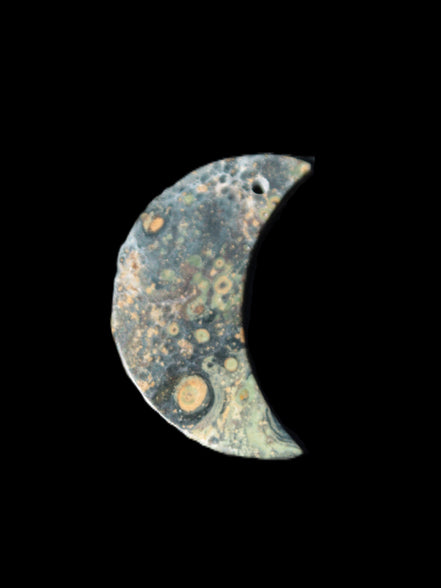 Kambaba Jasper Stromatolite fossil half-moon pendant 25*40mm 5.6-7.9g Rocks and Things Store
