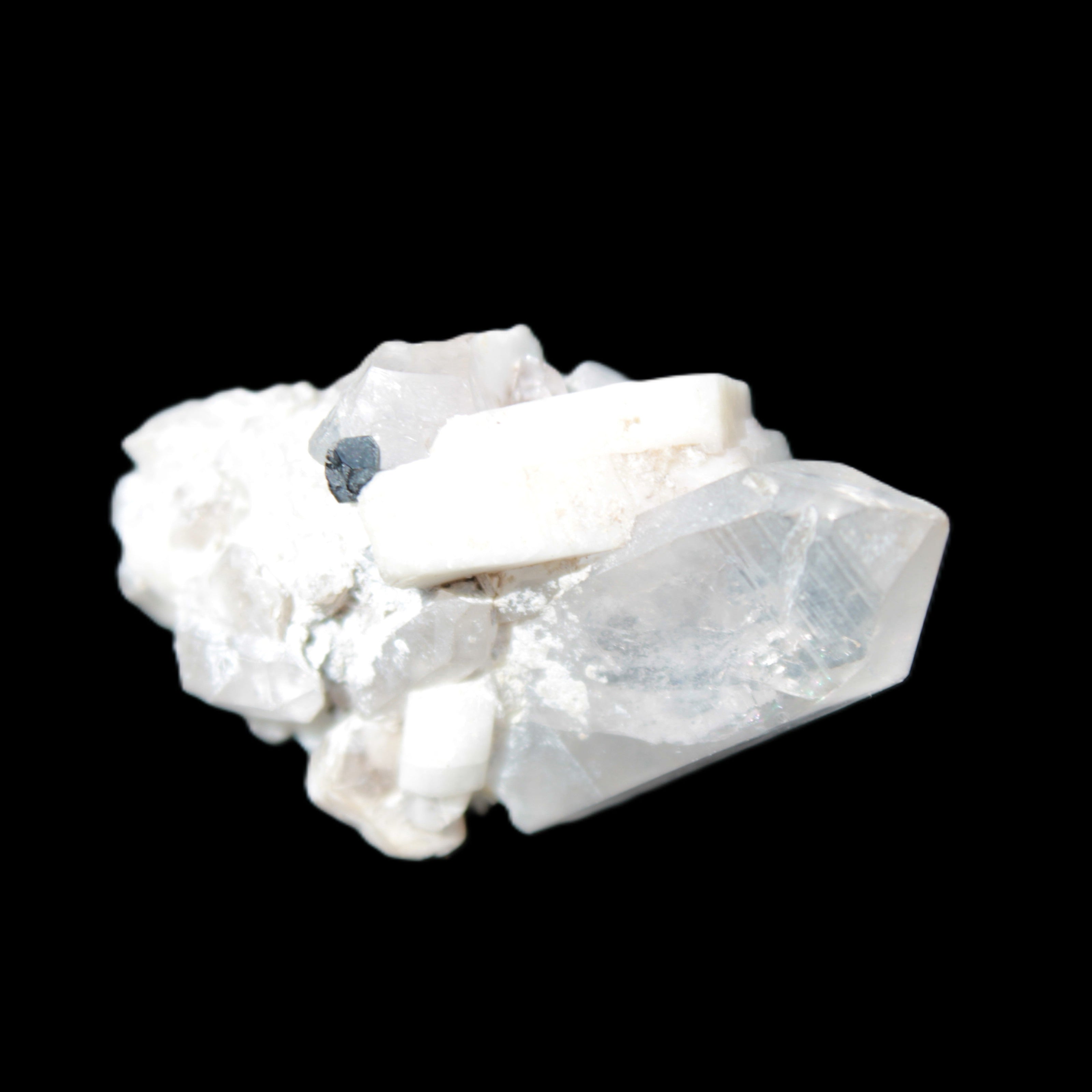 Quartz, Tourmaline, Feldspar cluster specimen 43mm 23.7g in sunlight - Rocks and Things Store