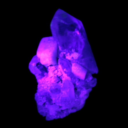 Quartz, Tourmaline, Feldspar cluster specimen 43mm 23.7g in UV light - Rocks and Things Store