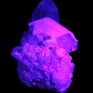 Quartz, Tourmaline, Feldspar cluster specimen 43mm 23.7g in UV light - Rocks and Things Store
