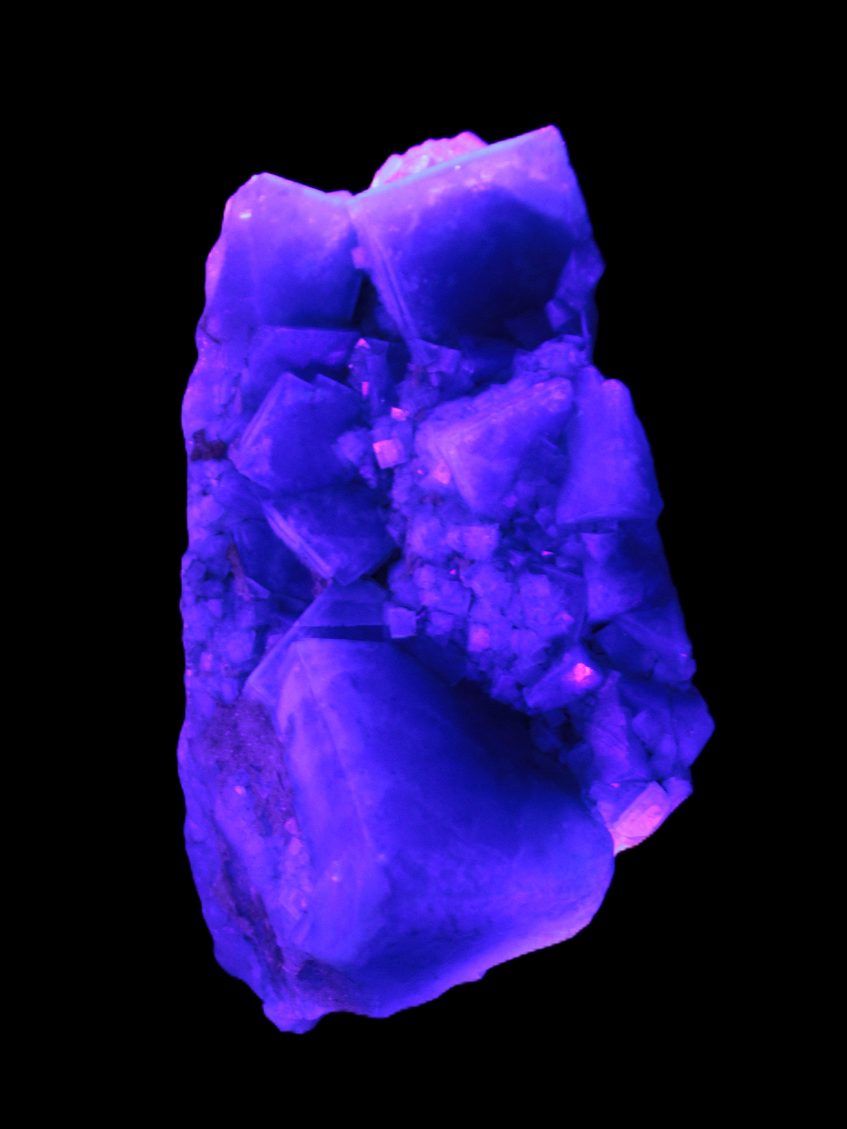 Green Fluorite cubic crystal cluster 130*100*50mm 1365g in UV light - Rocks and Things Store
