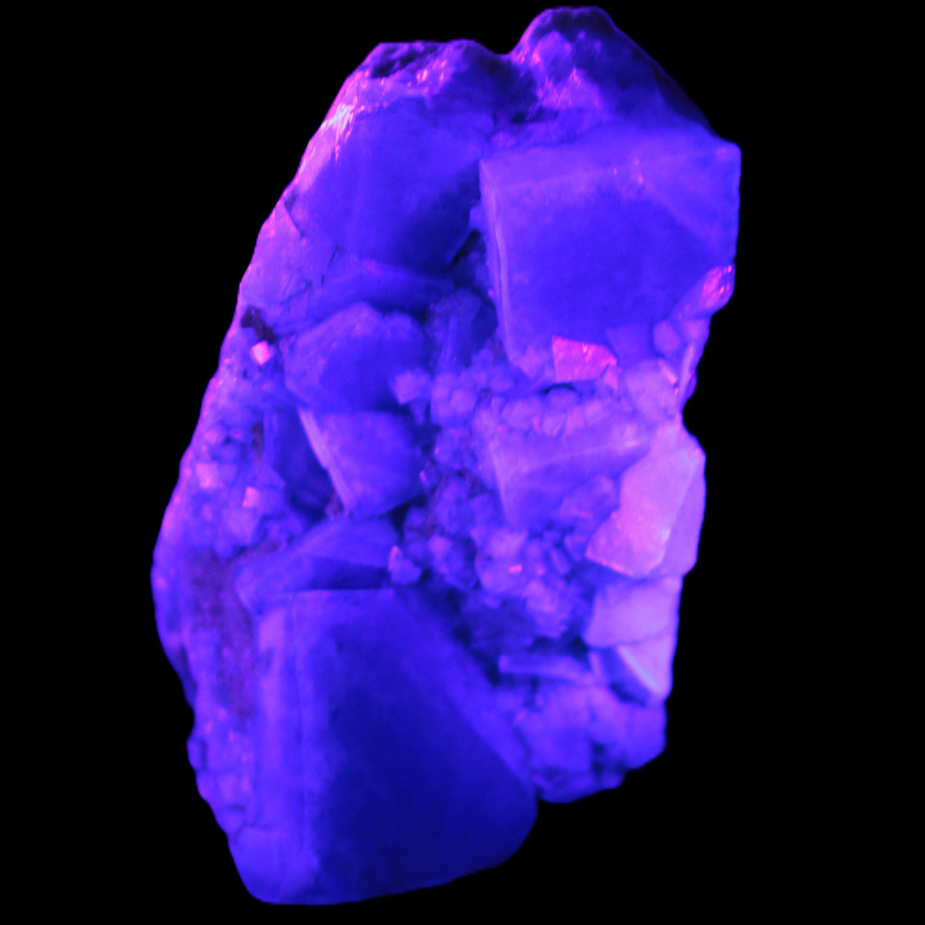 Green Fluorite cubic crystal cluster 130*100*50mm 1365g in UV light - Rocks and Things Store
