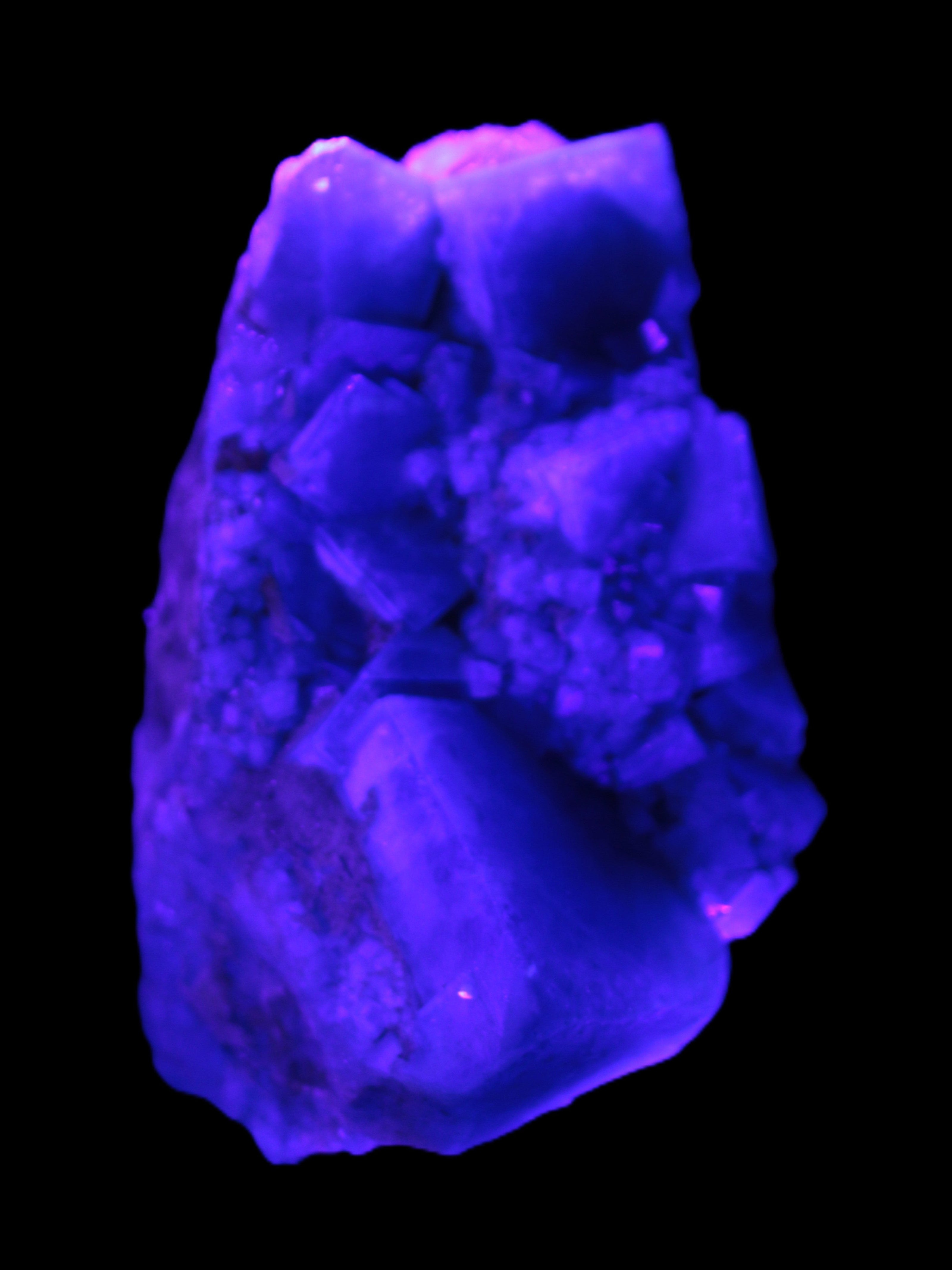 Green Fluorite cubic crystal cluster 130*100*50mm 1365g in UV light - Rocks and Things Store