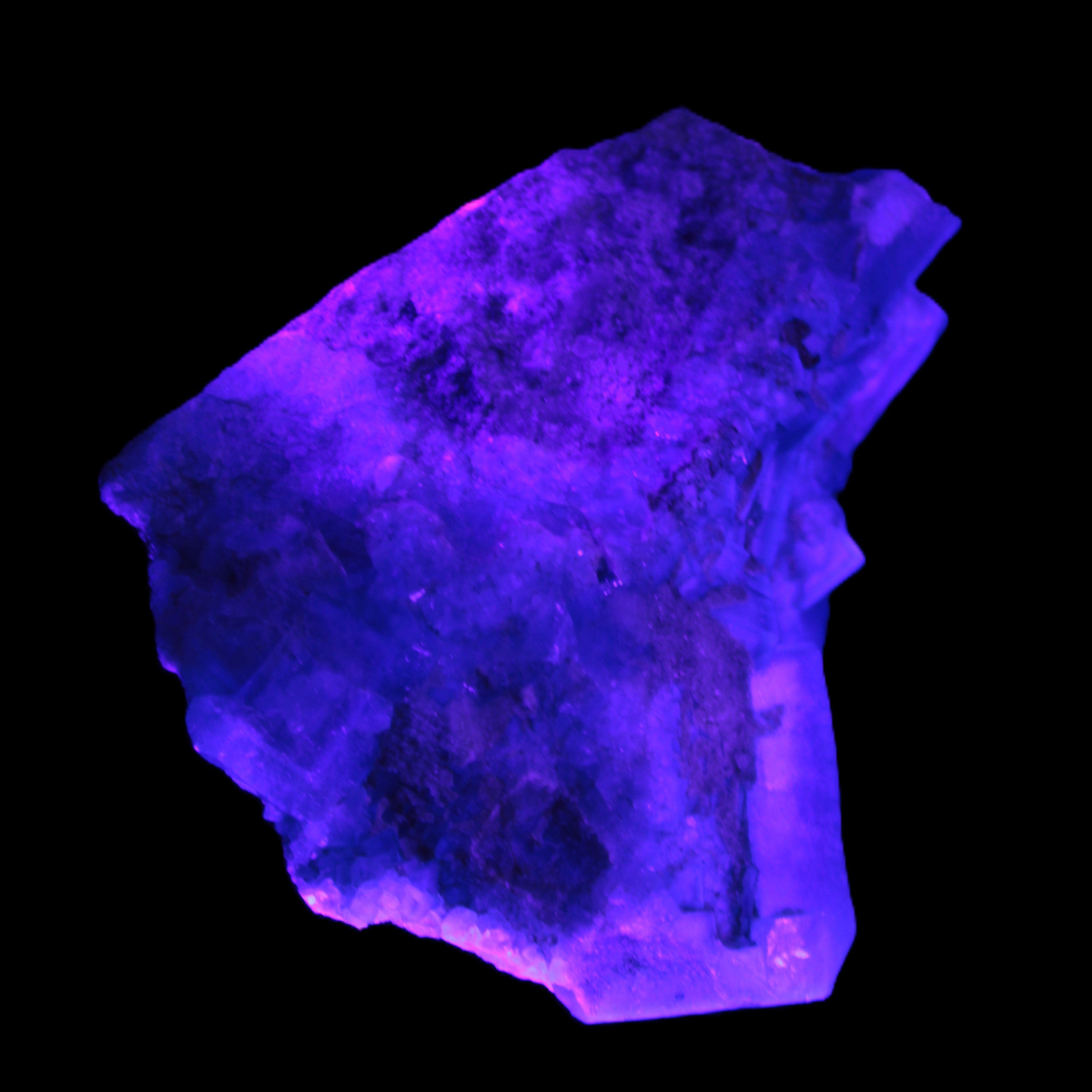 Green Fluorite cubic crystal cluster 130*100*50mm 1365g in UV light - Rocks and Things Store