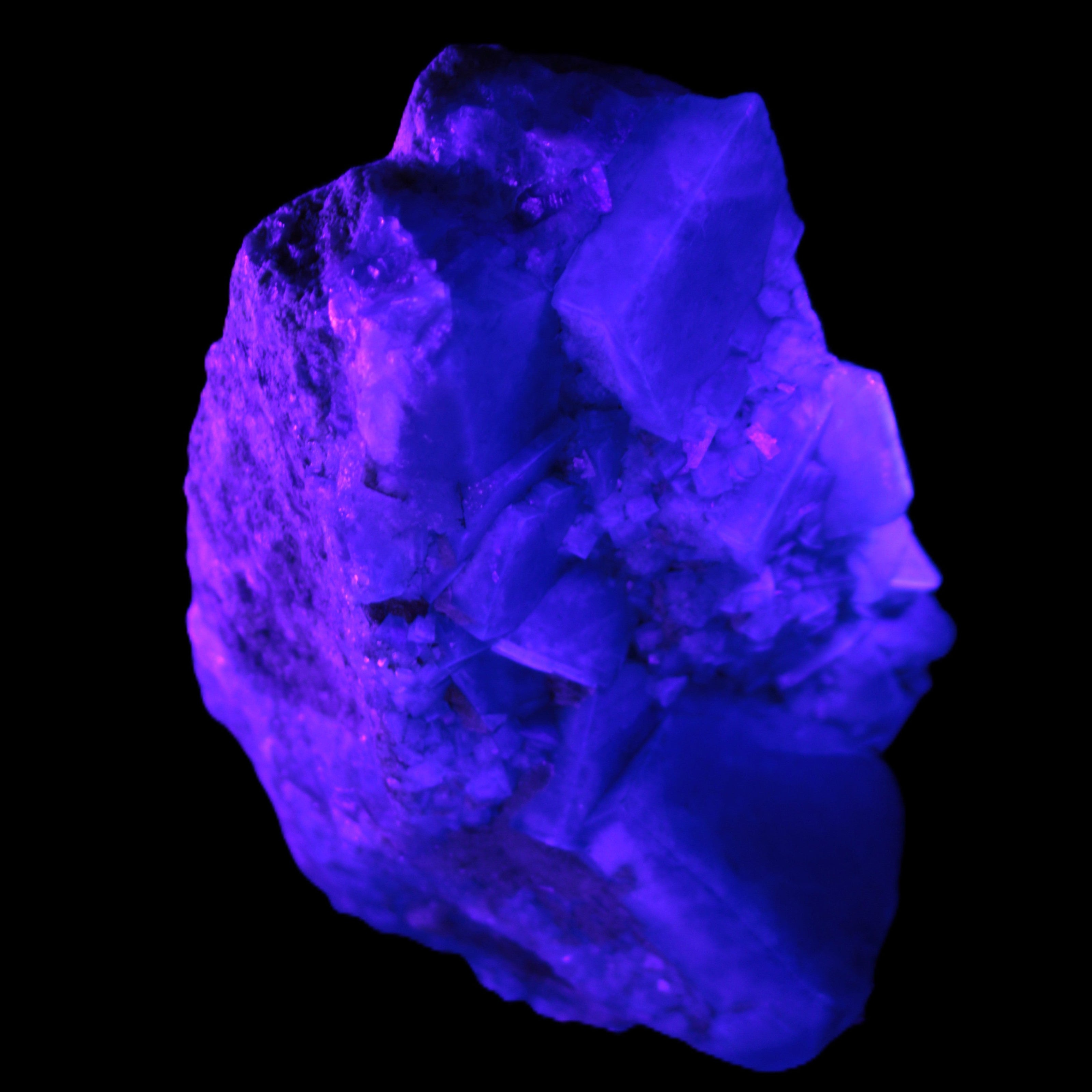 Green Fluorite cubic crystal cluster 130*100*50mm 1365g in UV light - Rocks and Things Store