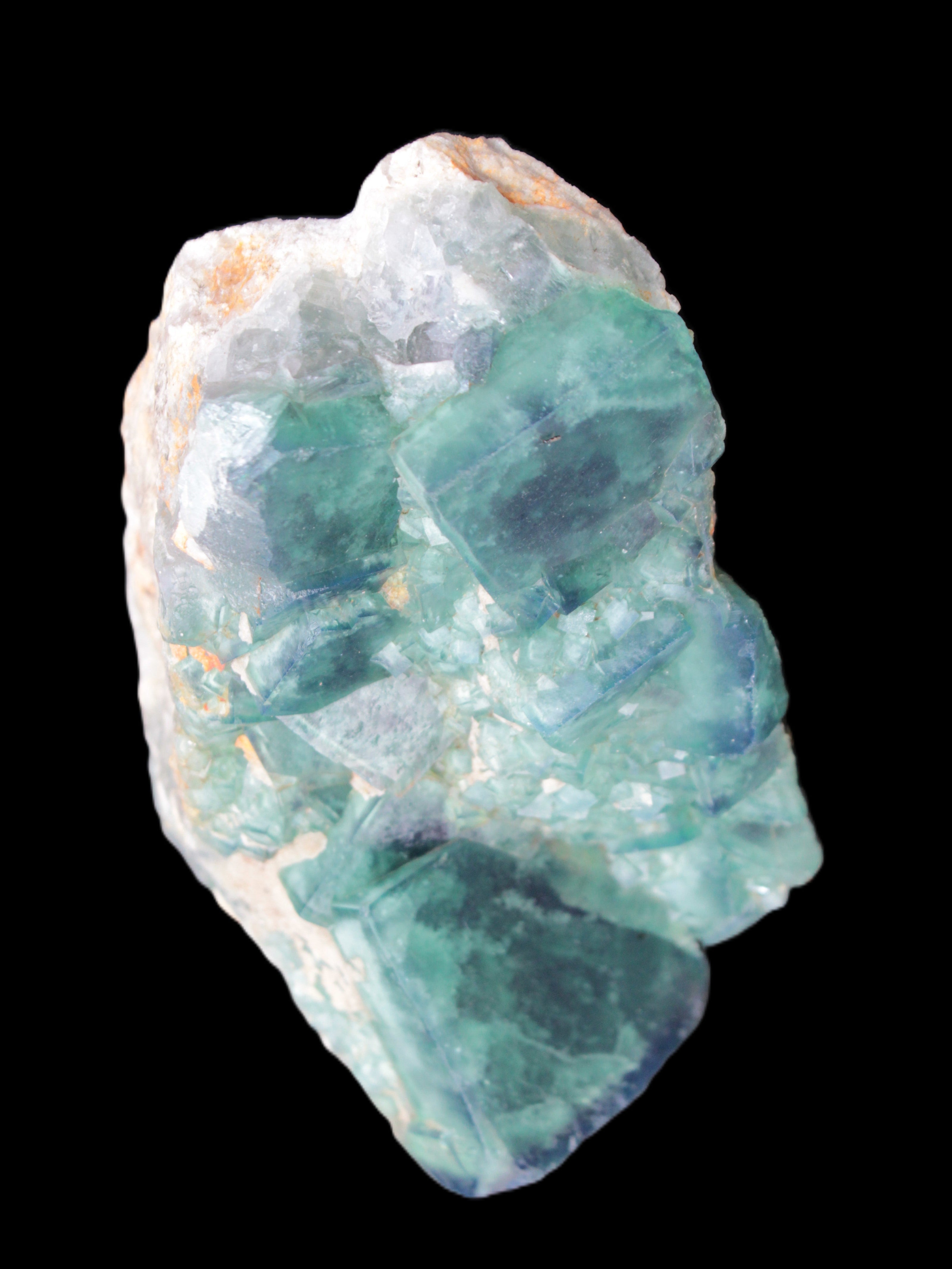 Green Fluorite cubic crystal cluster 130*100*50mm 1365g in sunlight - Rocks and Things Store