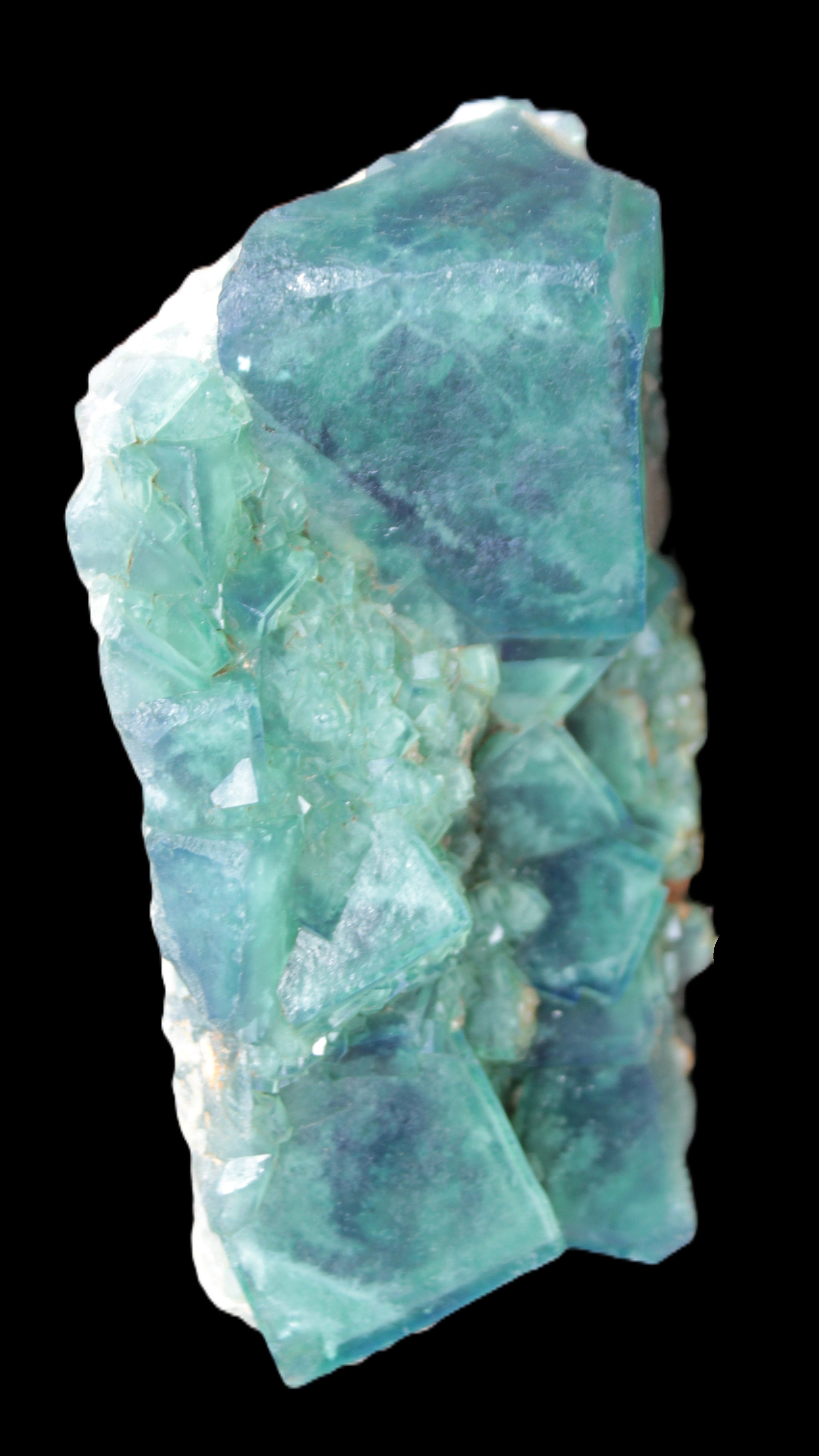Green Fluorite cubic crystal cluster 130*100*50mm 1365g in sunlight - Rocks and Things Store