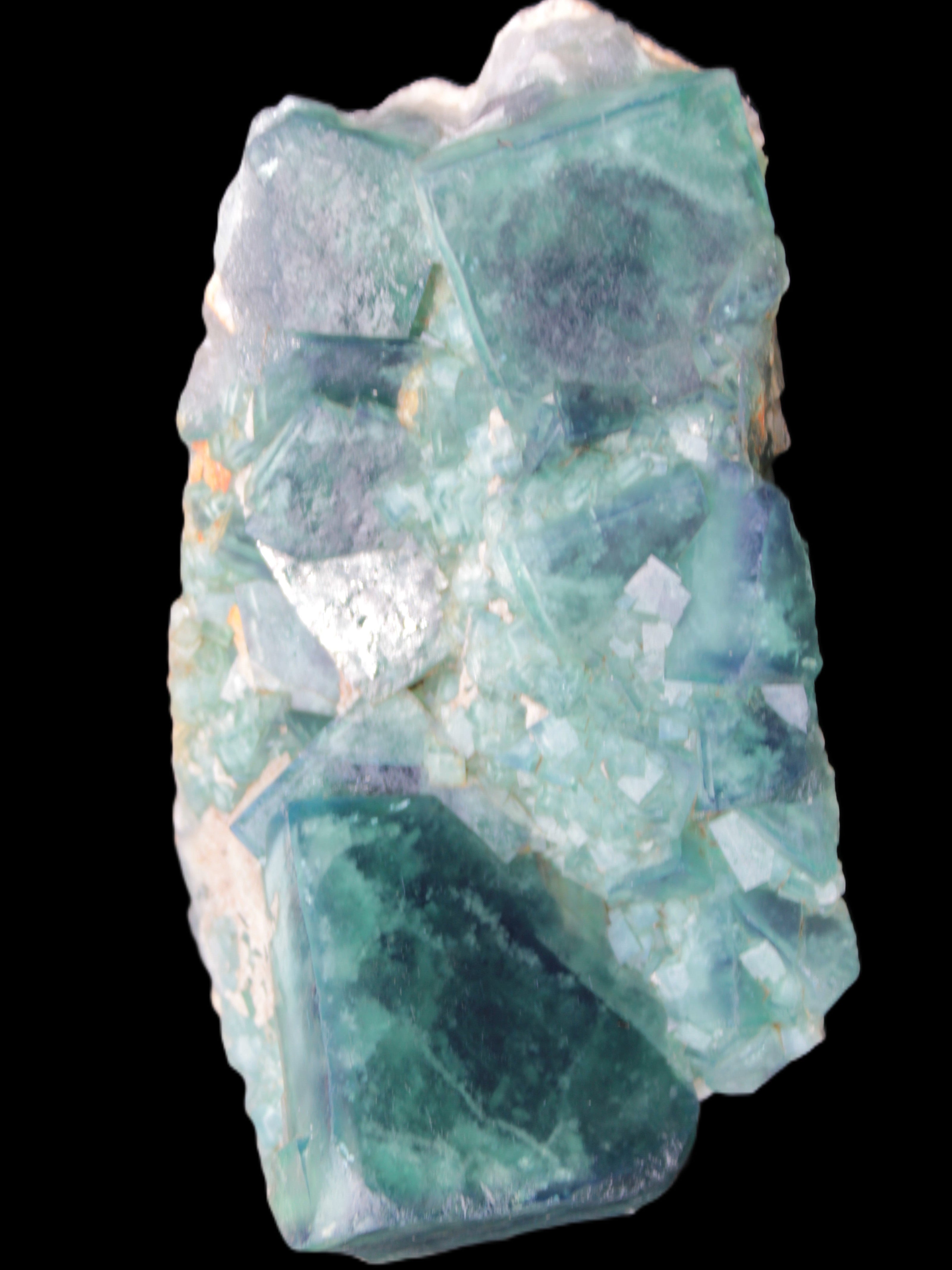 Green Fluorite cubic crystal cluster 130*100*50mm 1365g in sunlight - Rocks and Things Store