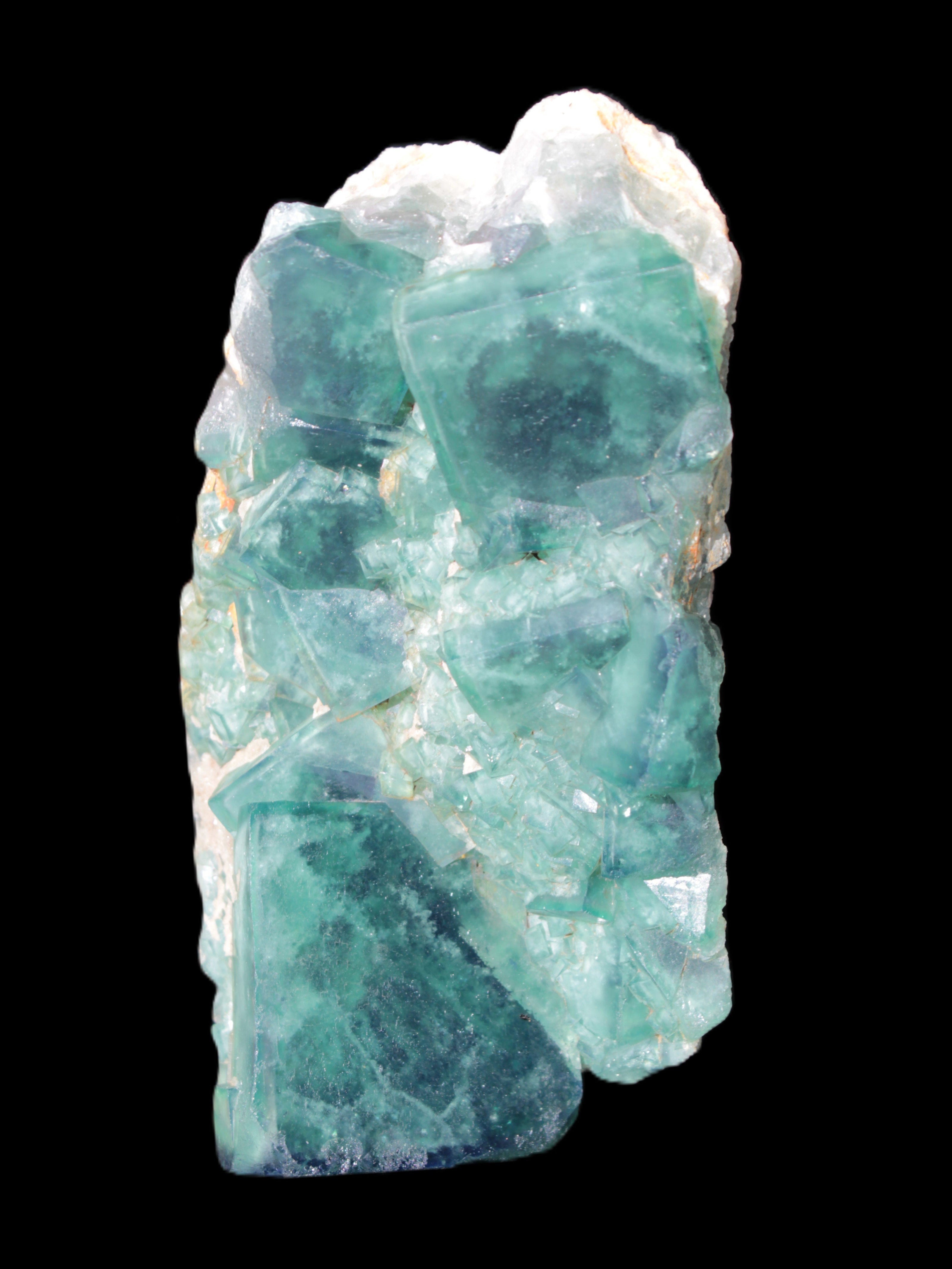 Green Fluorite cubic crystal cluster 130*100*50mm 1365g in sunlight - Rocks and Things Store