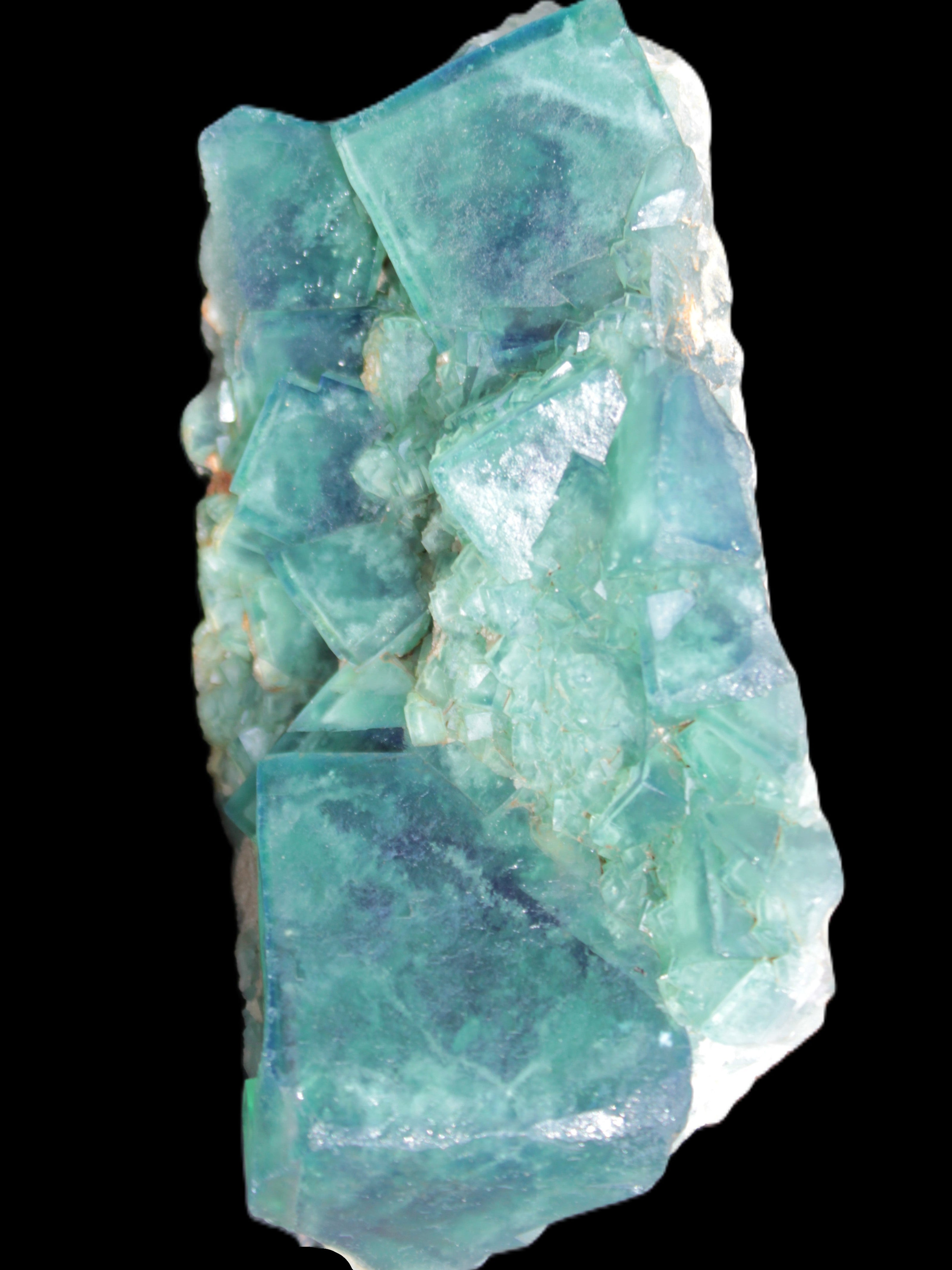 Green Fluorite cubic crystal cluster 130*100*50mm 1365g in sunlight - Rocks and Things Store