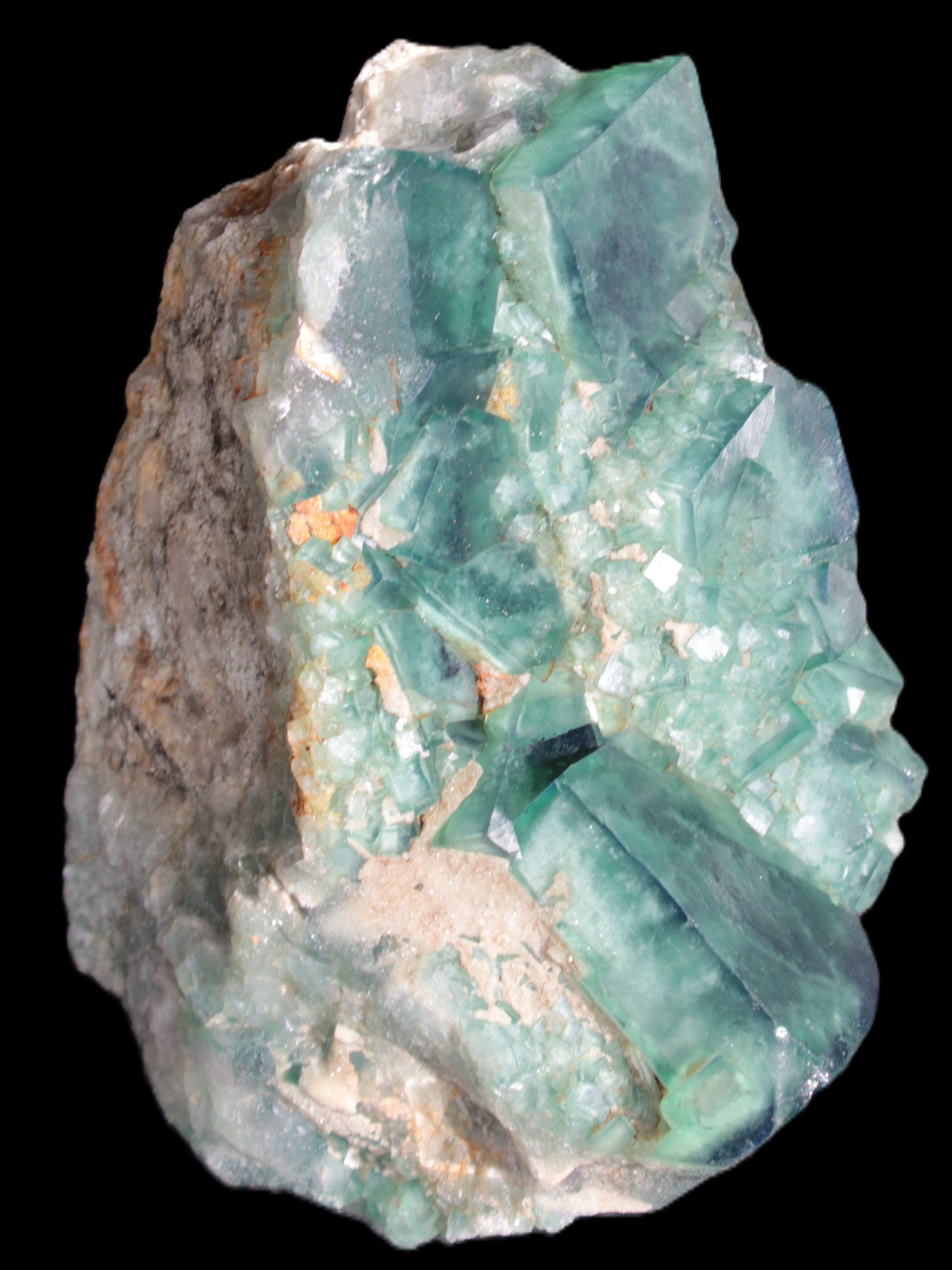Green Fluorite cubic crystal cluster 130*100*50mm 1365g in sunlight - Rocks and Things Store