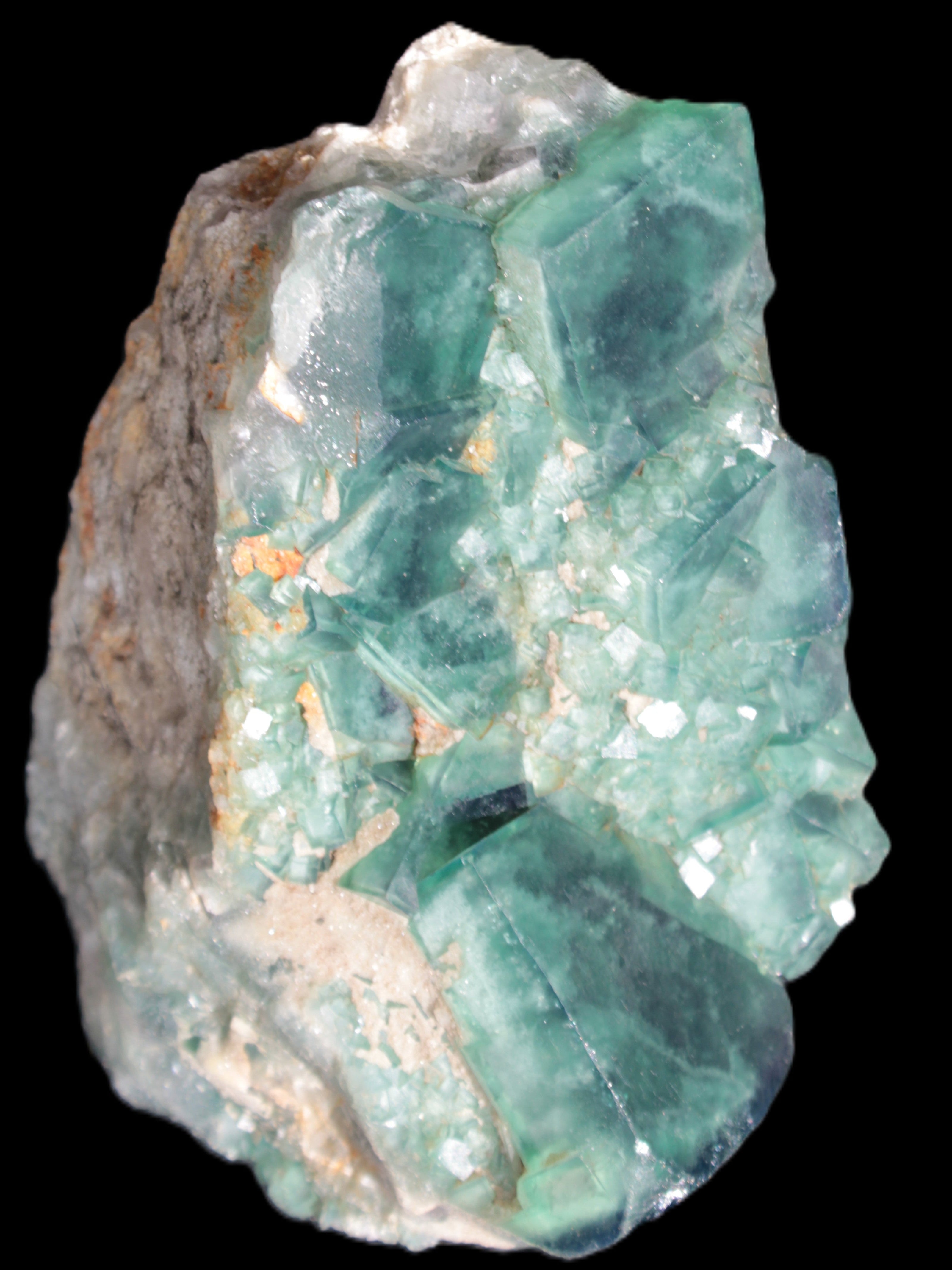 Green Fluorite cubic crystal cluster 130*100*50mm 1365g in sunlight - Rocks and Things Store