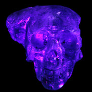 Sphalerite hand-carved skull 69*106*64mm 441g in UV light - Rocks and Things Store