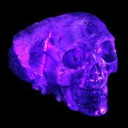 Sphalerite hand-carved skull 69*106*64mm 441g in UV light - Rocks and Things Store