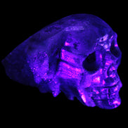 Sphalerite hand-carved skull 69*106*64mm 441g in UV light - Rocks and Things Store