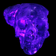 Sphalerite hand-carved skull 69*106*64mm 441g in UV light - Rocks and Things Store