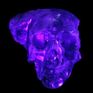 Sphalerite hand-carved skull 69*106*64mm 441g in UV light - Rocks and Things Store
