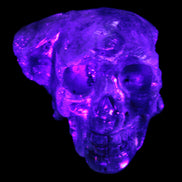 Sphalerite hand-carved skull 69*106*64mm 441g in UV light - Rocks and Things Store