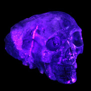 Sphalerite hand-carved skull 69*106*64mm 441g in UV light - Rocks and Things Store