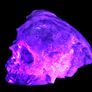 Sphalerite hand-carved skull 69*106*64mm 441g in UV light - Rocks and Things Store