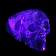 Sphalerite hand-carved skull 69*106*64mm 441g in UV light - Rocks and Things Store