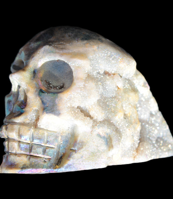 Sphalerite hand-carved skull 69*106*64mm 441g in sunlight - Rocks and Things Store