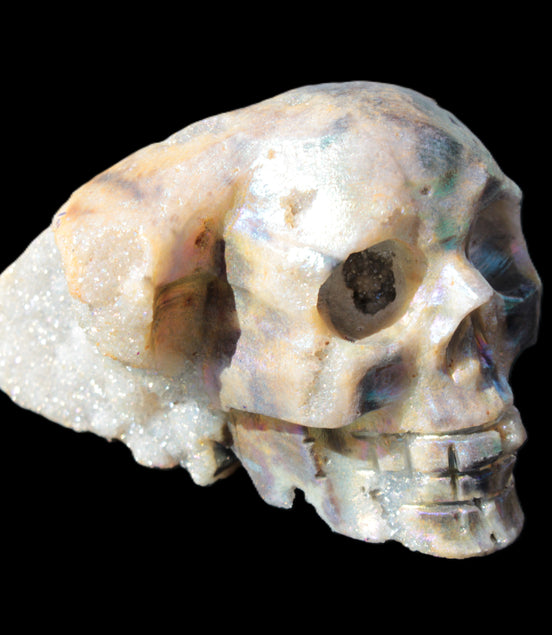 Sphalerite hand-carved skull 69*106*64mm 441g in sunlight - Rocks and Things Store