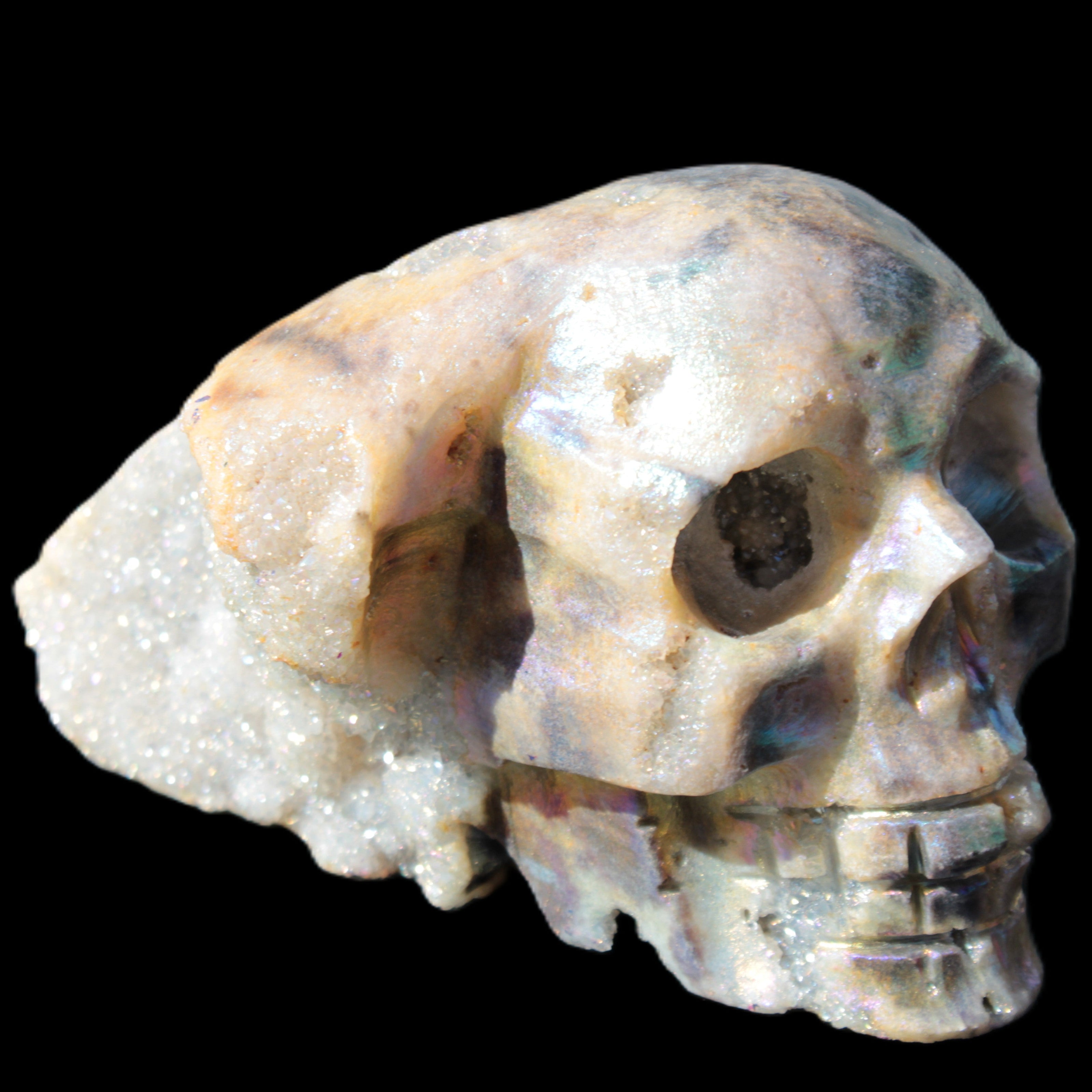 Sphalerite hand-carved skull 69*106*64mm 441g in sunlight - Rocks and Things Store