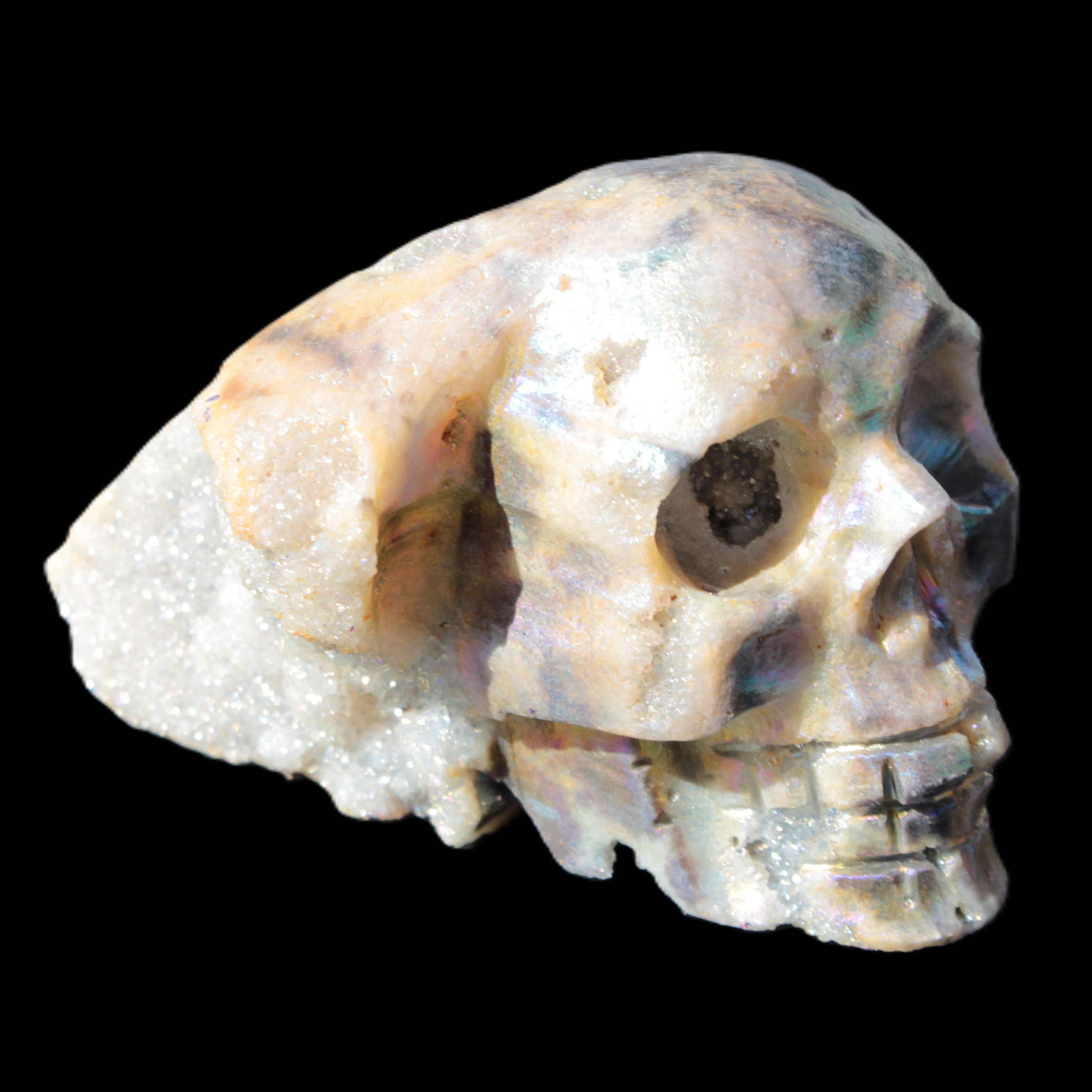Sphalerite hand-carved skull 69*106*64mm 441g in sunlight - Rocks and Things Store