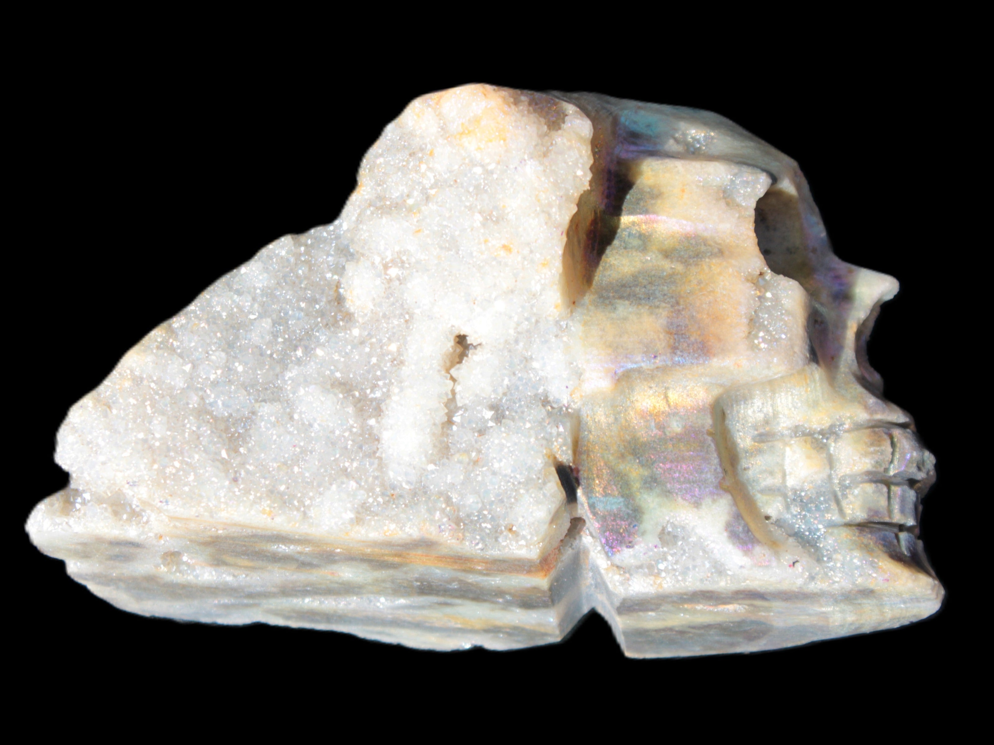 Sphalerite hand-carved skull 69*106*64mm 441g in sunlight - Rocks and Things Store