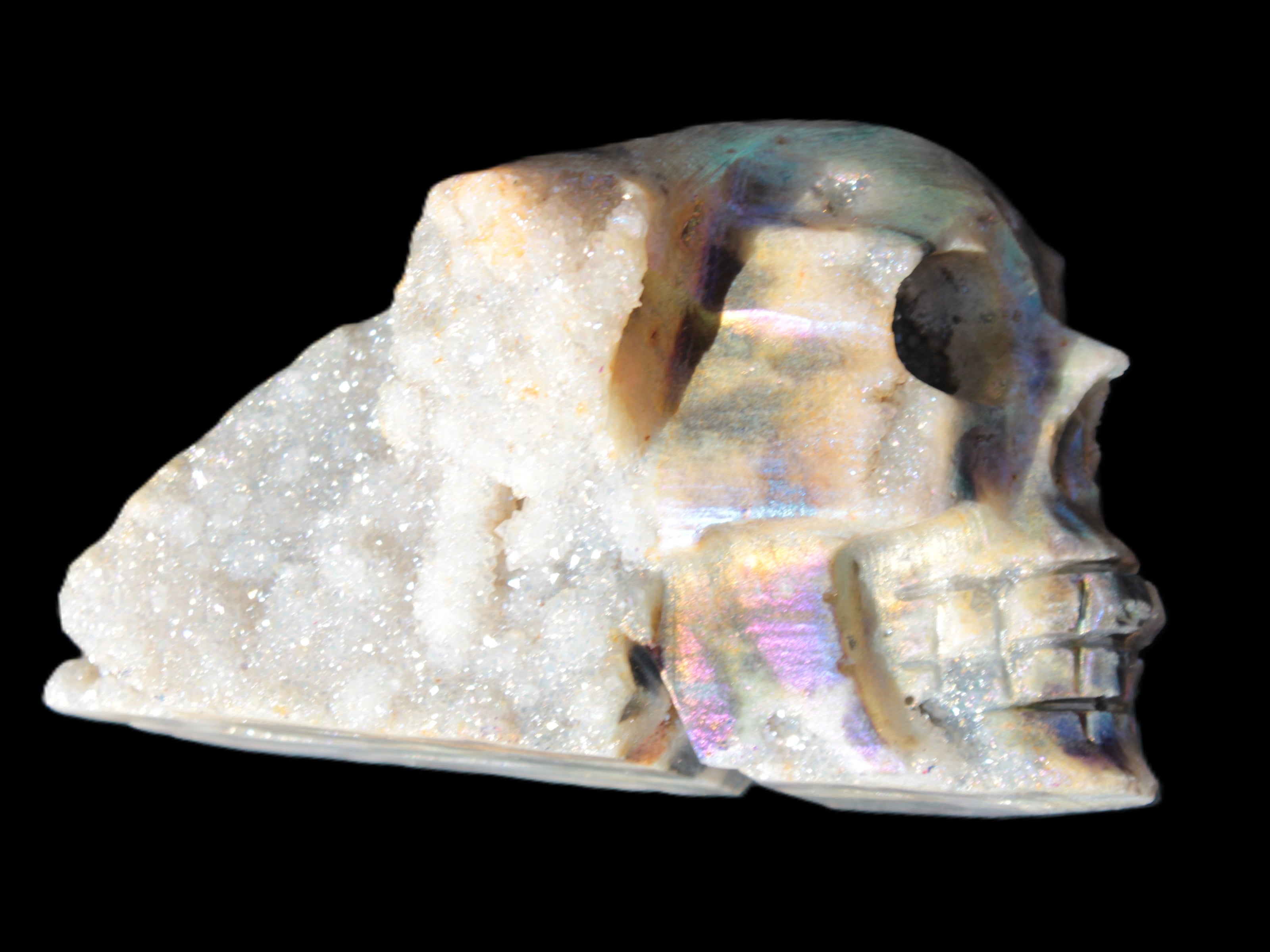 Sphalerite hand-carved skull 69*106*64mm 441g in sunlight - Rocks and Things Store