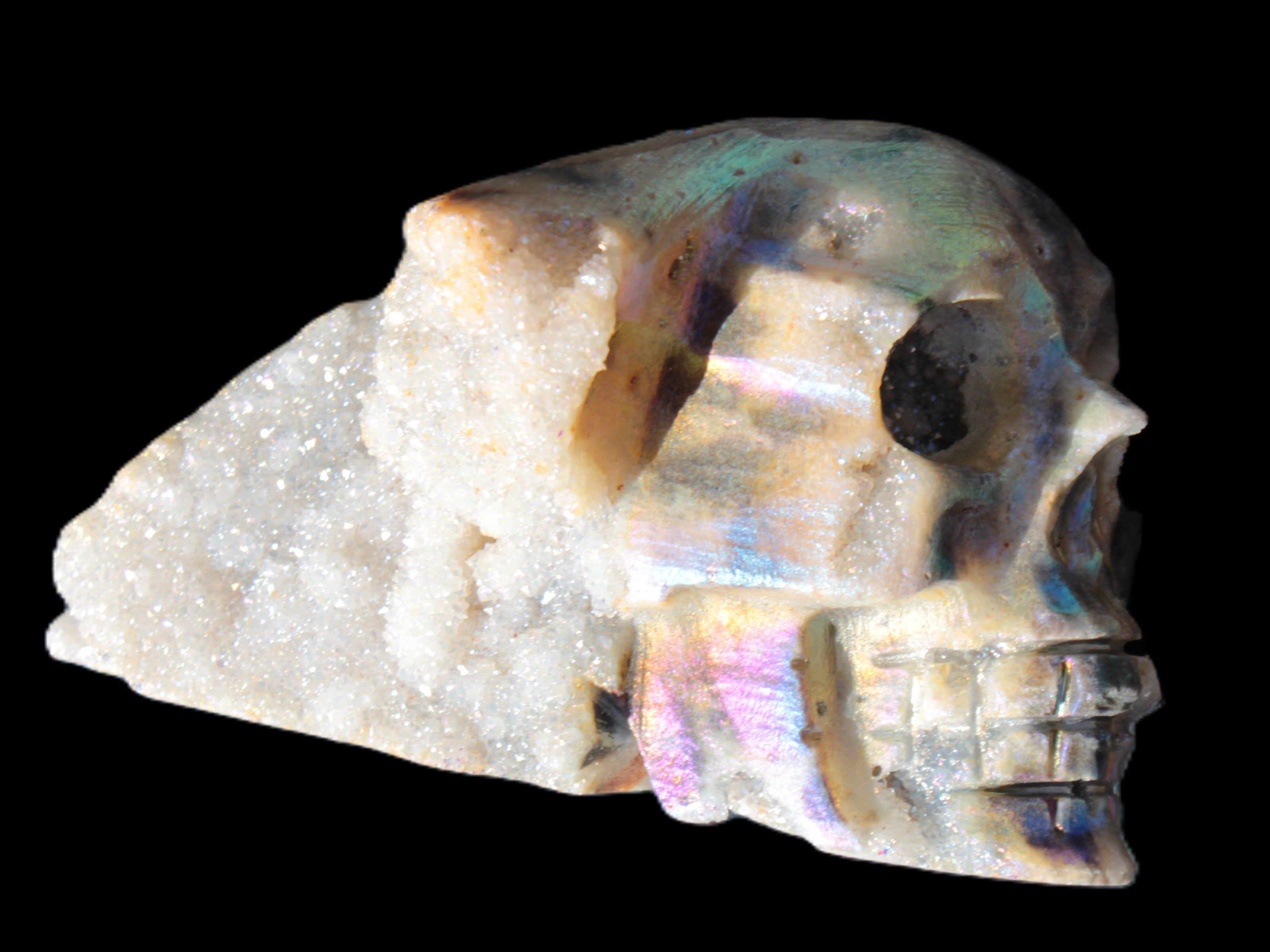 Sphalerite hand-carved skull 69*106*64mm 441g in sunlight - Rocks and Things Store