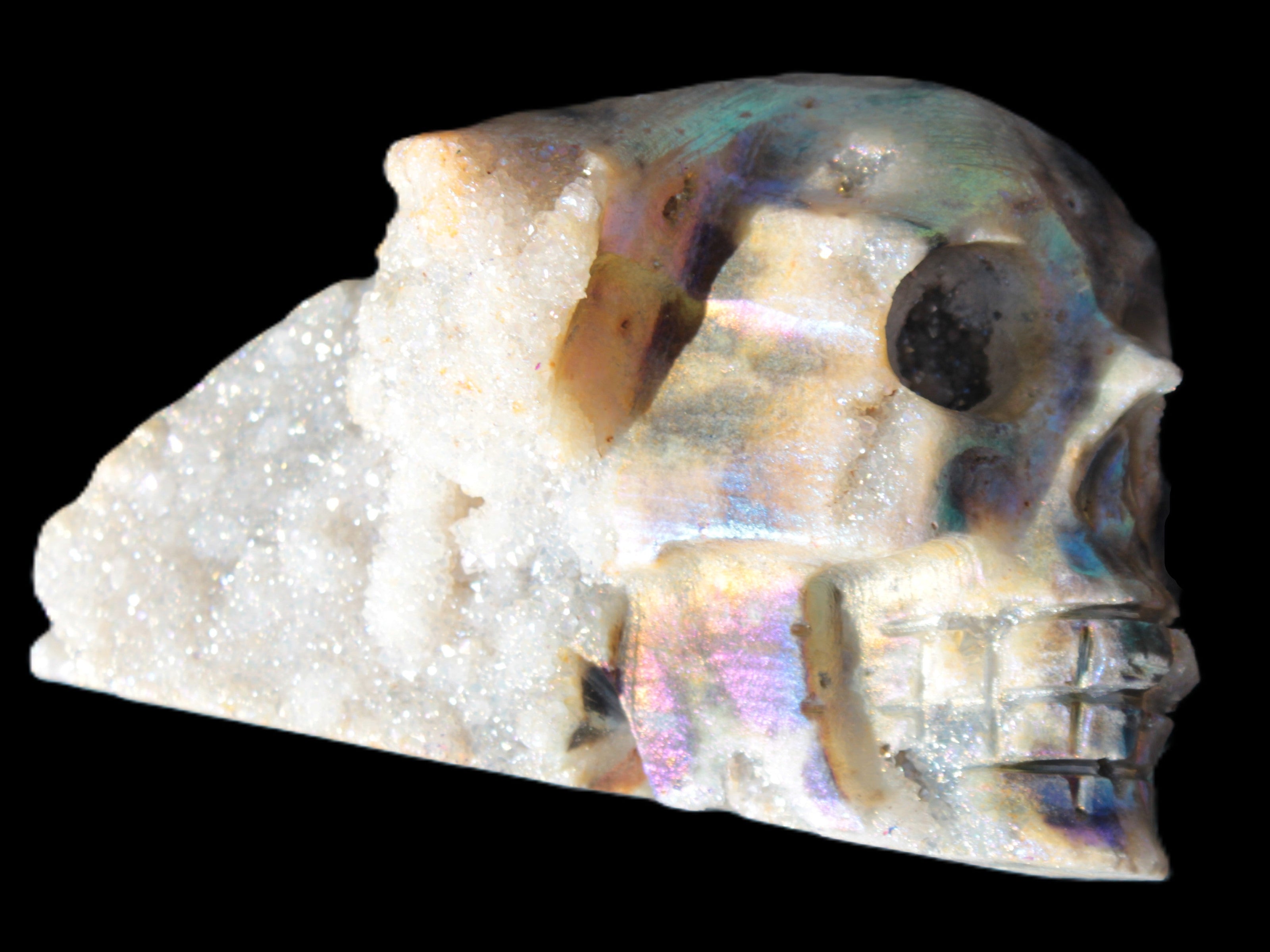 Sphalerite hand-carved skull 69*106*64mm 441g in sunlight - Rocks and Things Store