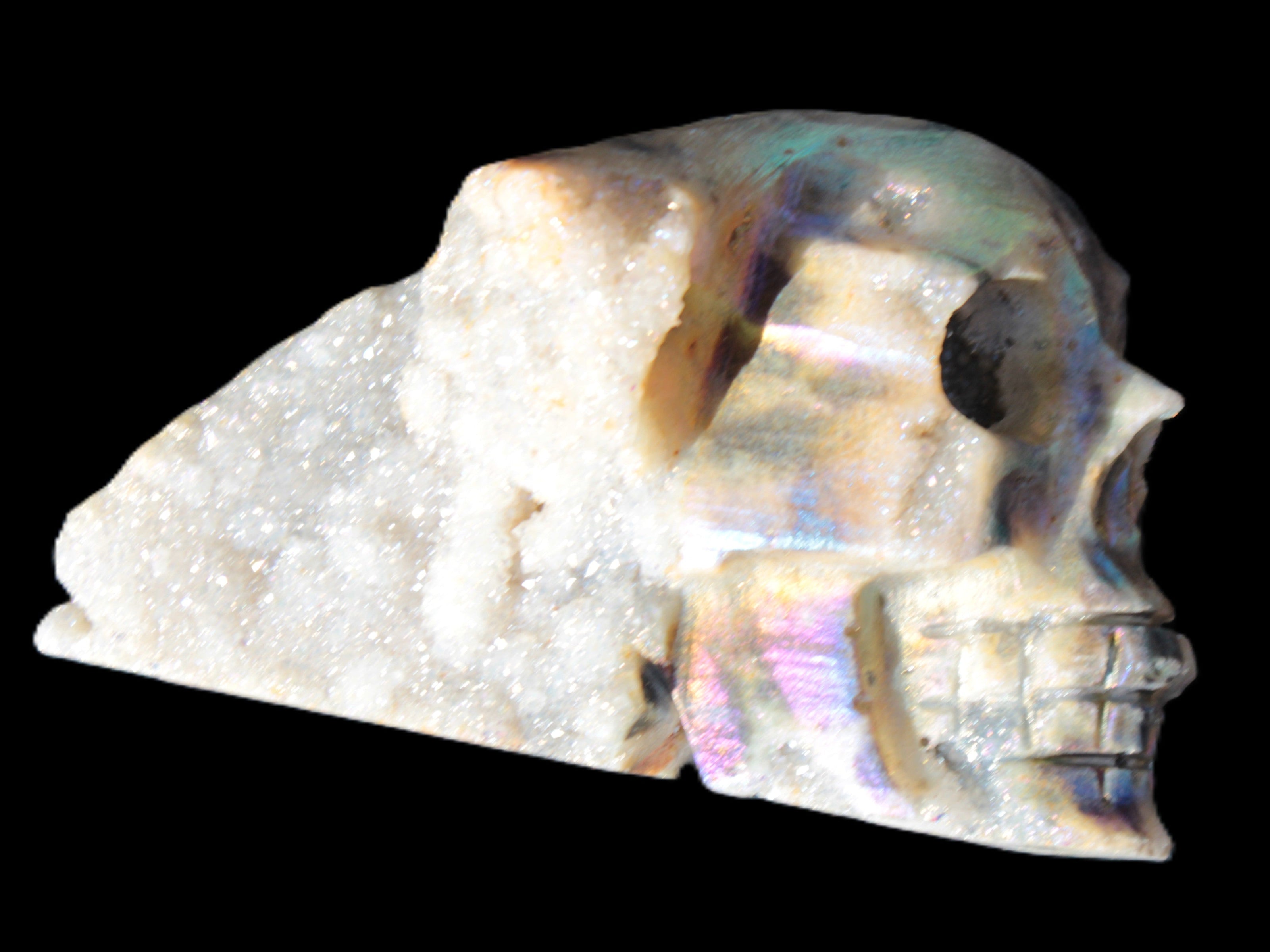 Sphalerite hand-carved skull 69*106*64mm 441g in sunlight - Rocks and Things Store