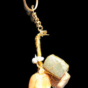 Carnelian Agate, Jasper and Nephrite Jade wire-wrapped keychain 120mm 91g Rocks and Things Store