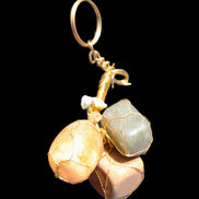 Carnelian Agate, Jasper and Nephrite Jade wire-wrapped keychain 120mm 91g Rocks and Things Store