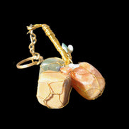 Carnelian Agate, Jasper and Nephrite Jade wire-wrapped keychain 120mm 91g Rocks and Things Store