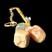 Carnelian Agate, Jasper and Nephrite Jade wire-wrapped keychain 120mm 91g Rocks and Things Store