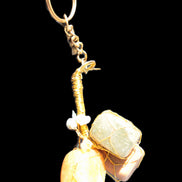 Carnelian Agate, Jasper and Nephrite Jade wire-wrapped keychain 120mm 91g Rocks and Things Store