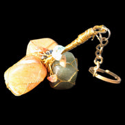 Carnelian Agate, Jasper and Nephrite Jade wire-wrapped keychain 120mm 91g Rocks and Things Store