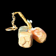 Carnelian Agate, Jasper and Nephrite Jade wire-wrapped keychain 120mm 91g Rocks and Things Store