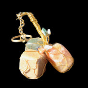 Carnelian Agate, Jasper and Nephrite Jade wire-wrapped keychain 120mm 91g Rocks and Things Store