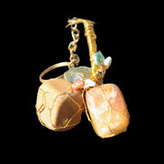 Carnelian Agate, Jasper and Nephrite Jade wire-wrapped keychain 120mm 91g Rocks and Things Store