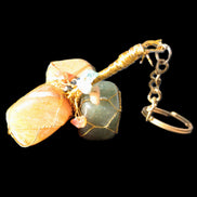 Carnelian Agate, Jasper and Nephrite Jade wire-wrapped keychain 120mm 91g Rocks and Things Store