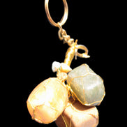 Carnelian Agate, Jasper and Nephrite Jade wire-wrapped keychain 120mm 91g Rocks and Things Store