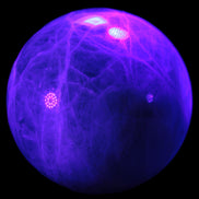 Green Fluorite sphere 108mm 2056g in UV light - Rocks and Things Store