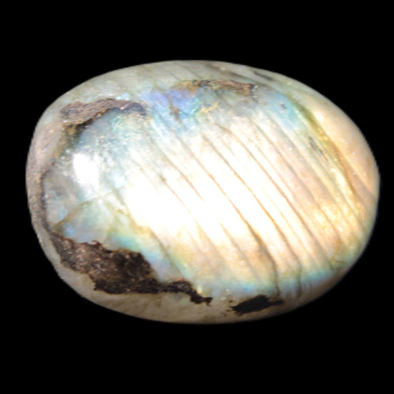 Labradorite palm stone 30mm 35g in sunlight - Rocks and Things Store