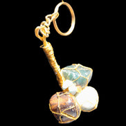 Amazonite, Jasper and Tigers Eye wire-wrapped keychain 140mm 50g Rocks and Things Store