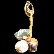 Amazonite, Jasper and Tigers Eye wire-wrapped keychain 140mm 50g Rocks and Things Store